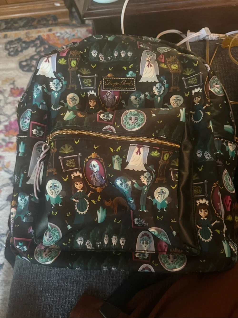 Dooney & Bourke Black Multicolor Haunted Mansion Print Backpack